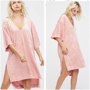 Free People We the Free Luxe Crushed Velvet Passion Flower Pink Dress Cover Up L